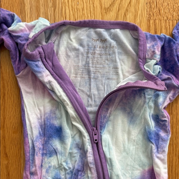 Little Sleepies Purple Watercolor Zippy Pajammas - Picture 2 of 3